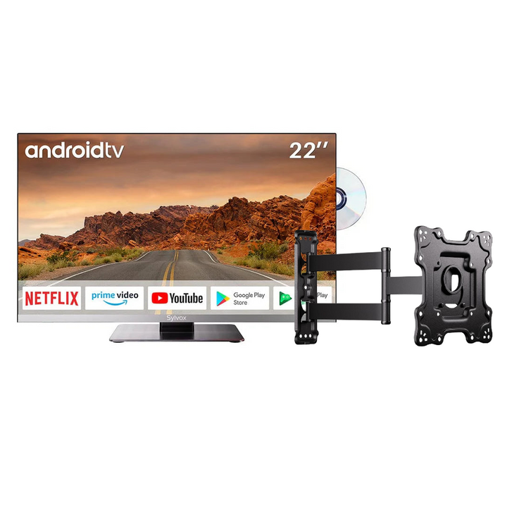 22'' Smart 12V RV DVD Combo TV (2023 Limo Series)++Sylvox Full Motion TV Wall Mount