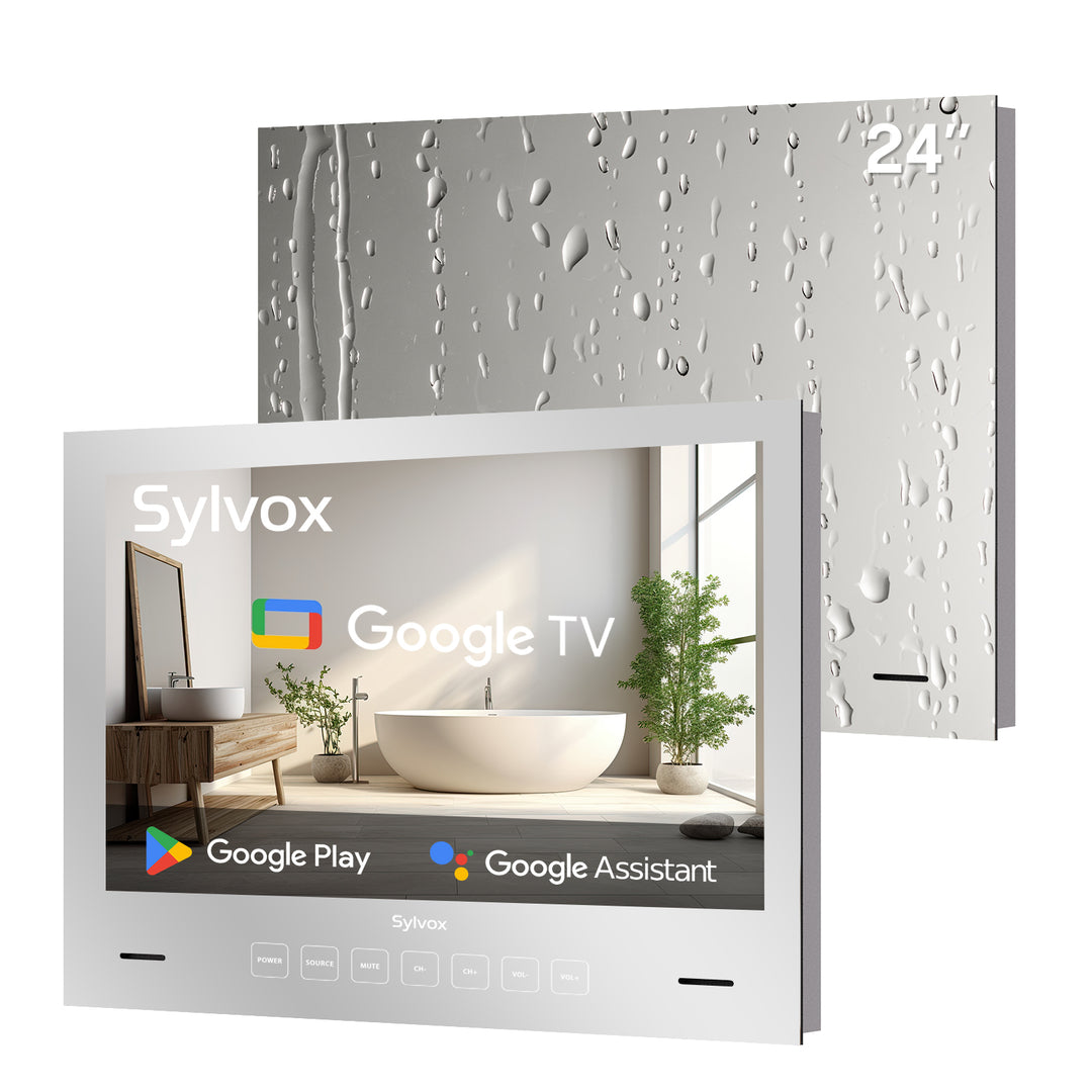 24" Waterproof Bathroom Mirror TV(Wall Embedded)