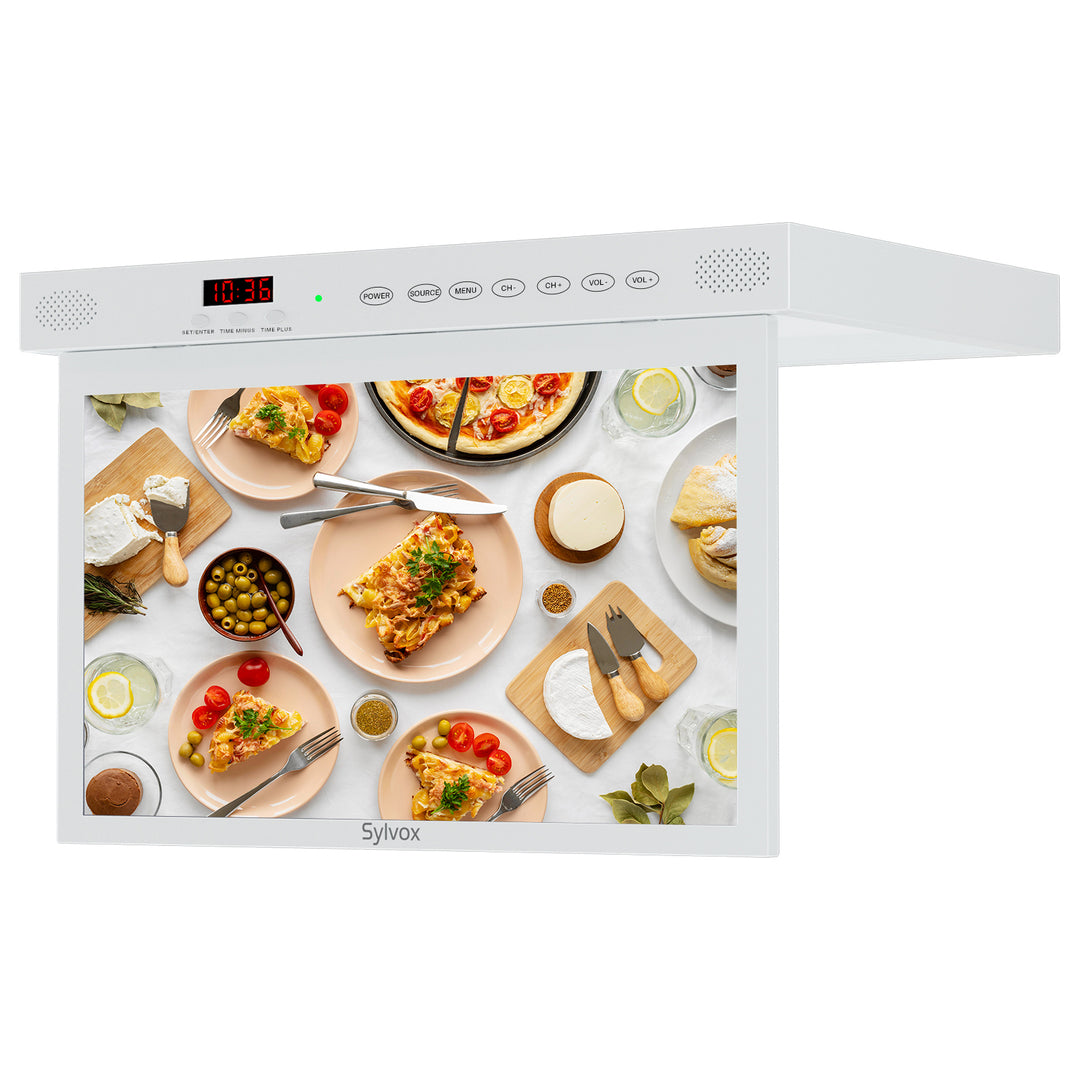 Sylvox 15.6“ Smart Under Cabinet TV for Kitchen(White)