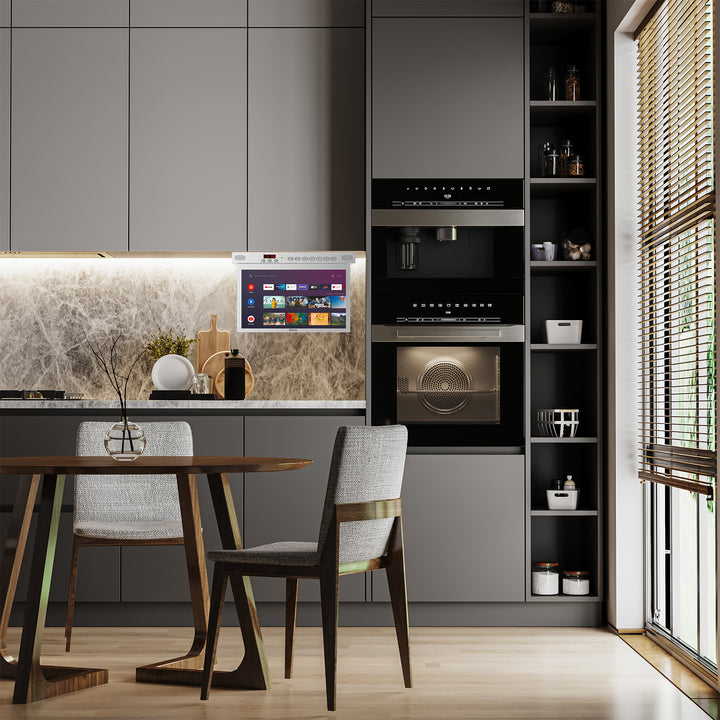 Sylvox 15.6“ Smart Under Cabinet TV for Kitchen(Silver)