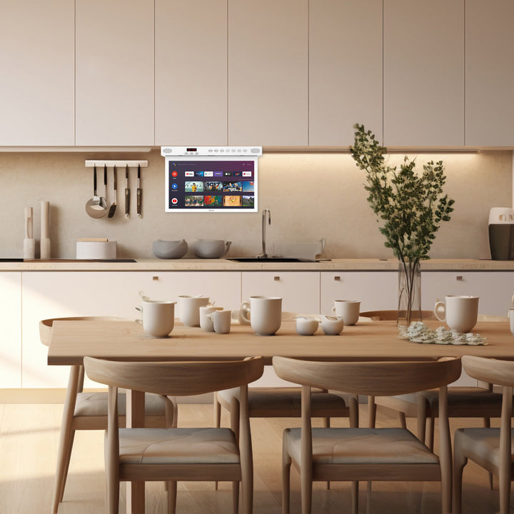 Sylvox 15.6“ Smart Under Cabinet TV for Kitchen(White)