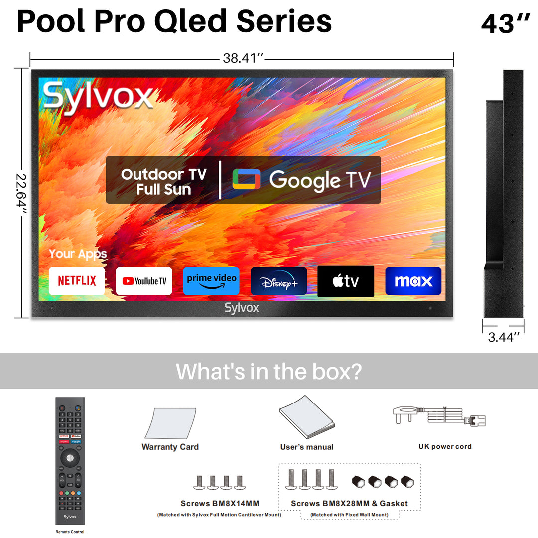 QLED Google TV—Best Outdoor TV UK (2024 Pool Pro Qled 2.0 Series)