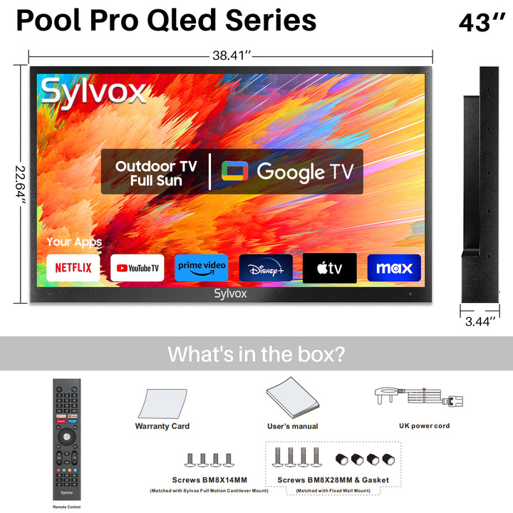 QLED Google TV—Best Outdoor TV UK (2024 Pool Pro Qled 2.0 Series)