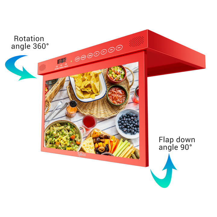 Sylvox 15.6“ Smart Under Cabinet TV for Kitchen(Red)