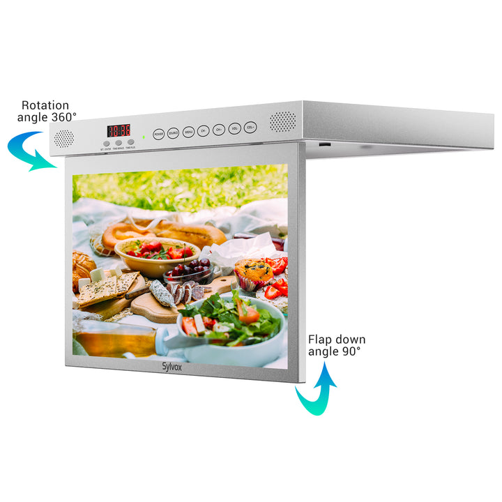 Sylvox 15.6“ Smart Under Cabinet TV for Kitchen(Silver)