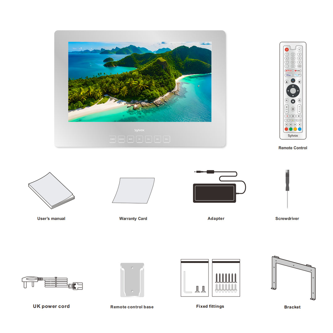 24" Waterproof Bathroom Mirror TV(Wall Mounted)