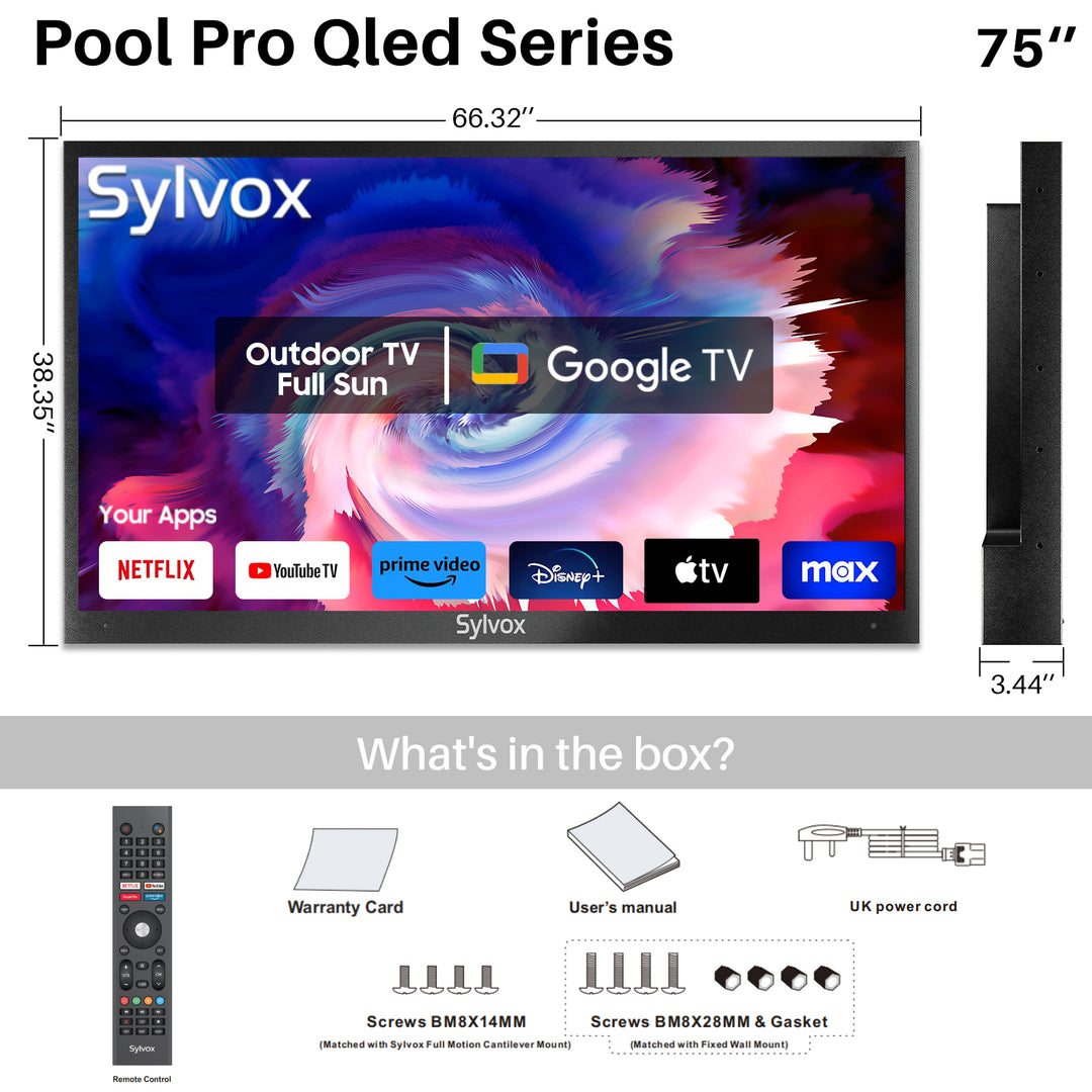 QLED Google TV—Best Outdoor TV UK (2024 Pool Pro Qled 2.0 Series)