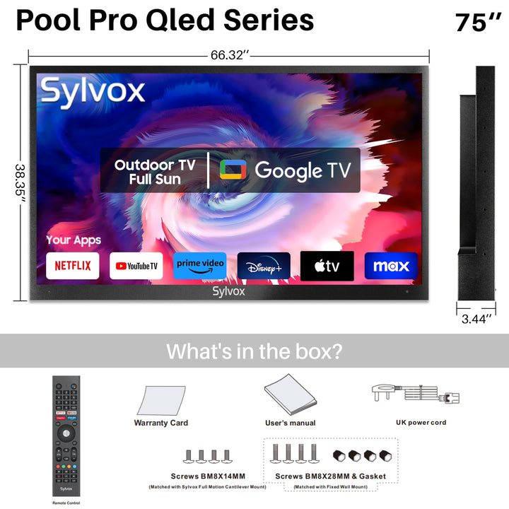 QLED Google TV—Best Outdoor TV UK (2024 Pool Pro Qled 2.0 Series)