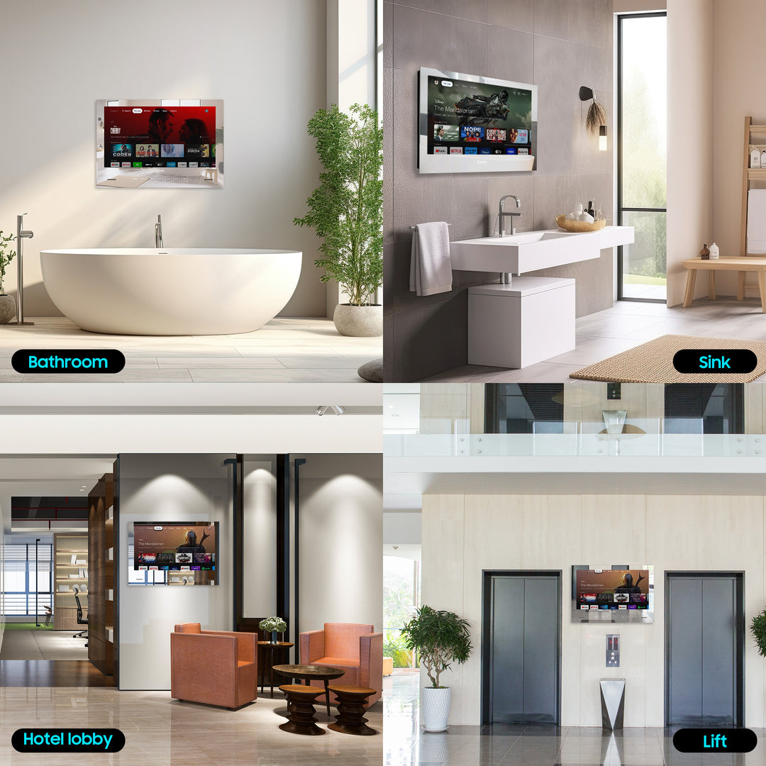 24" Waterproof Bathroom Mirror TV(Wall Embedded)