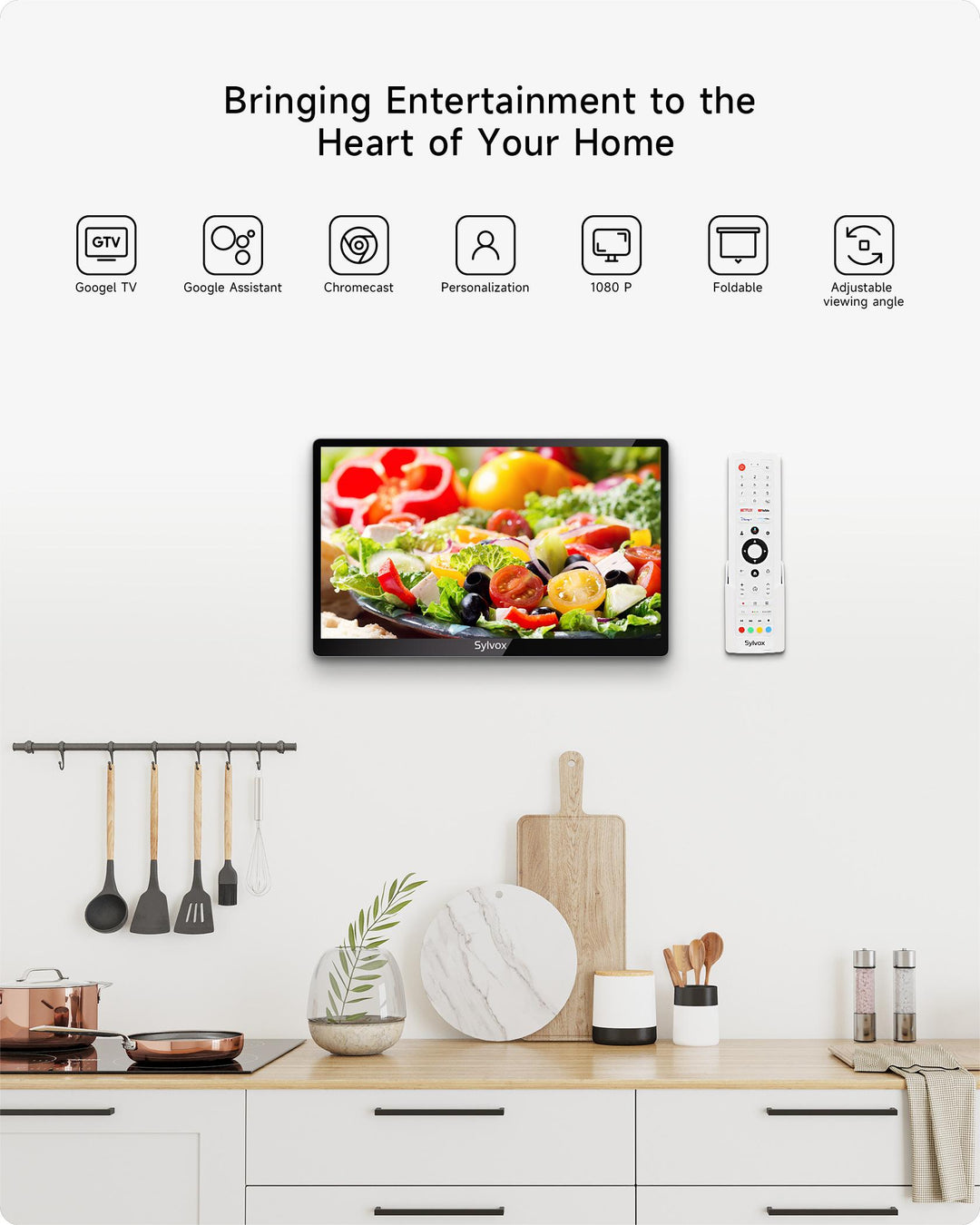 New-Sylvox 15.6" Under Cabinet Kitchen TV(2024 New Mode)
