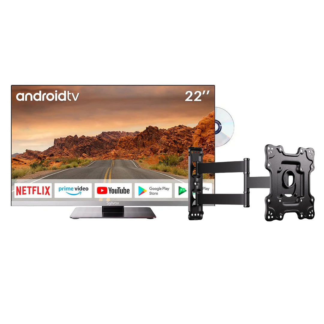 22'' Smart 12V RV DVD Combo TV (2023 Limo Series)++Sylvox Full Motion TV Wall Mount