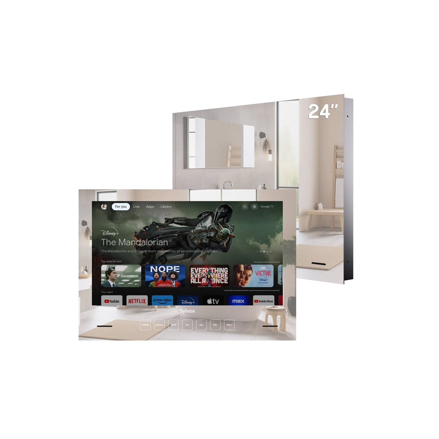 24" Waterproof TV Bathroom Mirror TV Embedded Wall Model