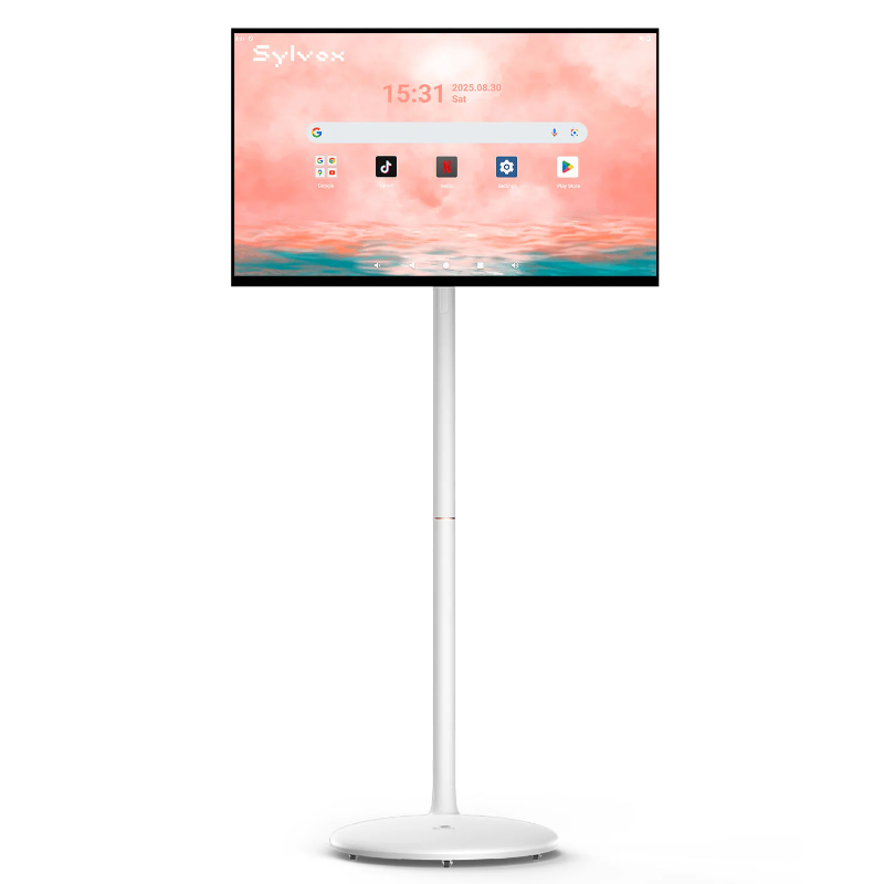 27" Portable Battery Powered Smart TV on Wheels Touchscreen