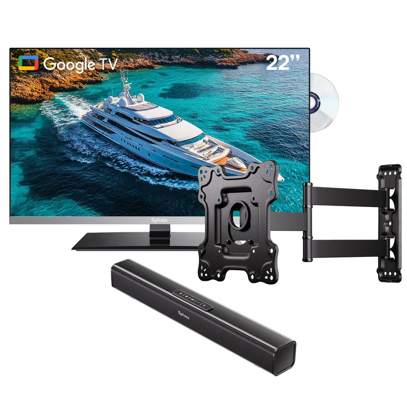 22'' Marine + Adjustable Swivel Wall Mount + RV Soundbar