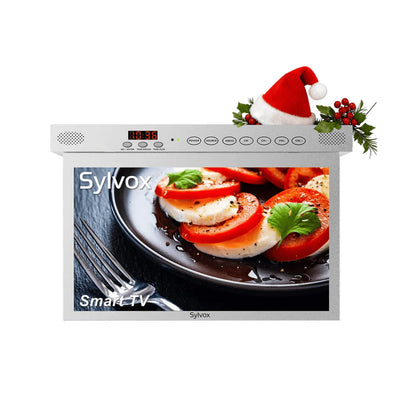 Sylvox 15.6'' Smart Under Cabinet TV UK for Kitchen（Silver）
