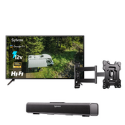 40 Smart 12V RV TV(2024 Google TV) -No DVD Combo-Vehicle +Sylvox Full Motion TV Wall Mount+12V Soundbar