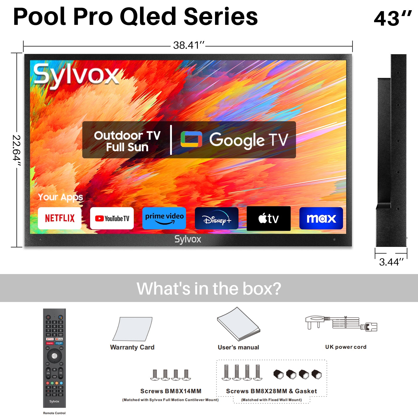 QLED Google TV—Best Outdoor TV UK (2024 Pool Pro Qled 2.0 Series)