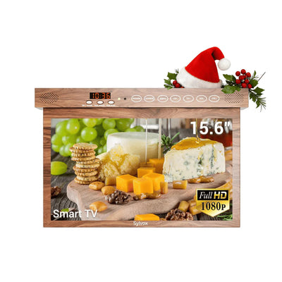Sylvox 15.6'' Smart Under Cabinet TV UK for Kitchen（Wood）