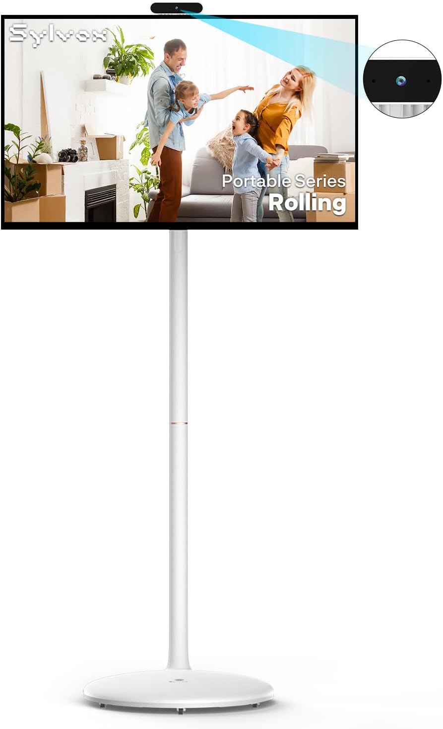 27" Portable Battery-Powered Smart TV on Wheels with Touchscreen (Rolling TV Series)