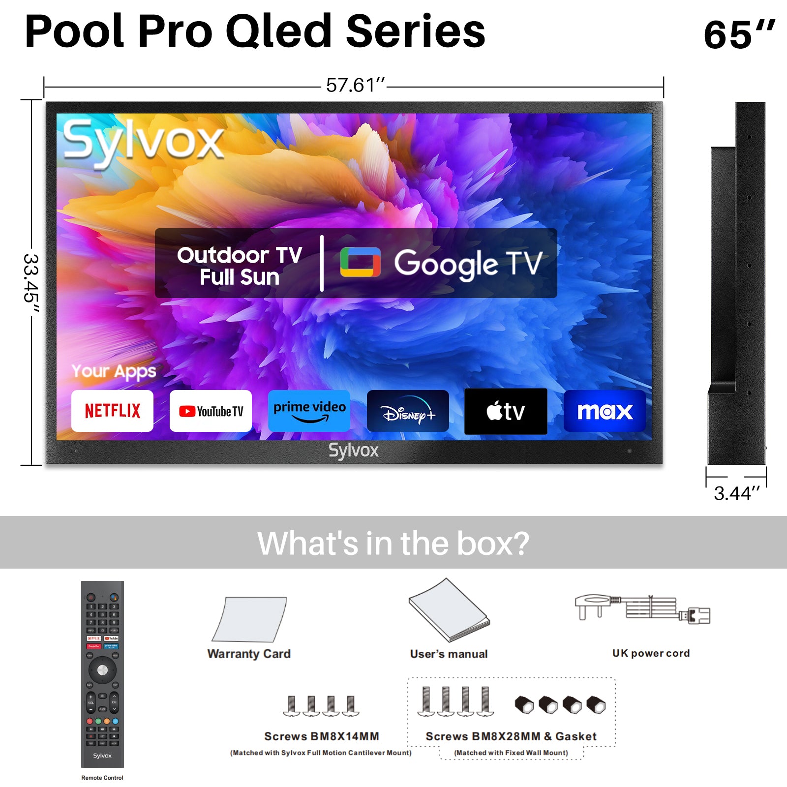 QLED Google TV—Best Outdoor TV UK (2024 Pool Pro Qled 2.0 Series)
