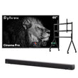 65" Cinema Pro Helio QLED Full Sun Outdoor TV with Rolling TV Cart & S2 Outdoor Soundbar

