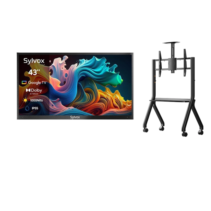 Deck Pro Qled 2.0 43" Partial Sun Outdoor TV with Rolling TV Cart
