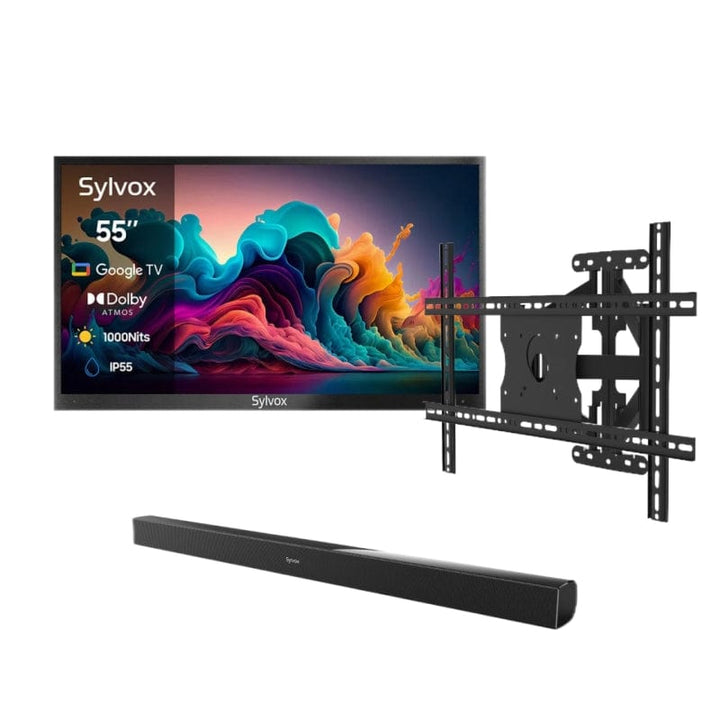 Deck Pro Qled 2.0 55" Partial Sun Outdoor TV with Wall Mount & S2 Outdoor Soundbar