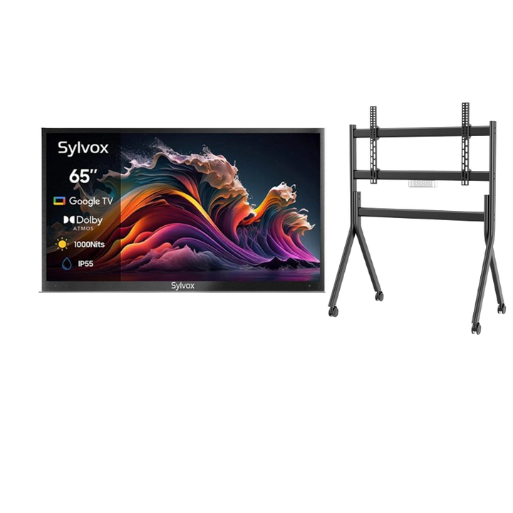 Deck Pro Qled 2.0 65" Partial Sun Outdoor TV with Rolling TV Cart
