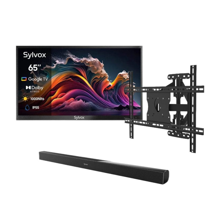 Deck Pro Qled 2.0 65" Partial Sun Outdoor TV with Wall Mount & S2 Outdoor Soundbar