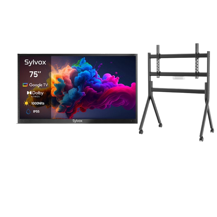 Deck Pro Qled 2.0 75" Partial Sun Outdoor TV with Rolling TV Cart