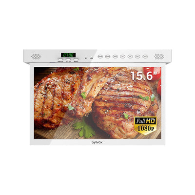 Sylvox 15.6'' Smart Under Cabinet TV UK for Kitchen（White）