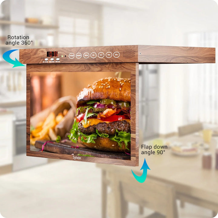 Sylvox 15.6“ Smart Under Cabinet TV UK for Kitchen（Wood）