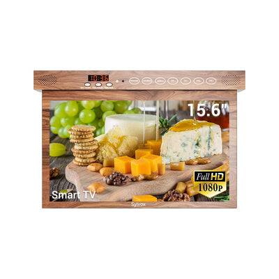 Sylvox 15.6'' Smart Under Cabinet TV UK for Kitchen（Wood）(New Arrival)