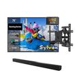 75 inch outdoor gaming TV bundle with wall mount and soundbar, weatherproof television for patio, backyard or garden entertainment
